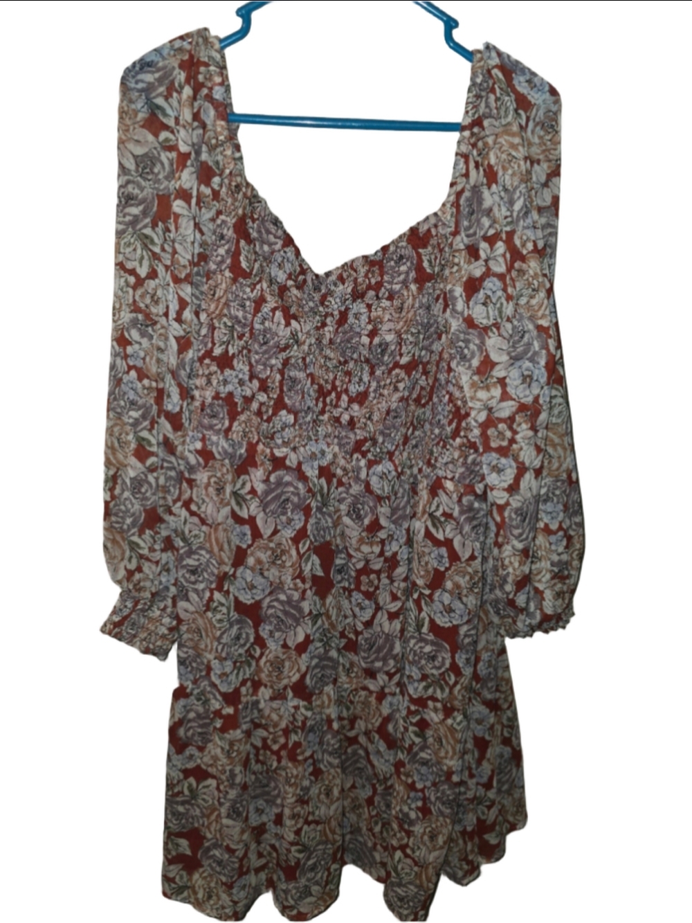 Women's Maurices Floral Mini Dress, 3X, Red and White cottagecore fall boho-chic